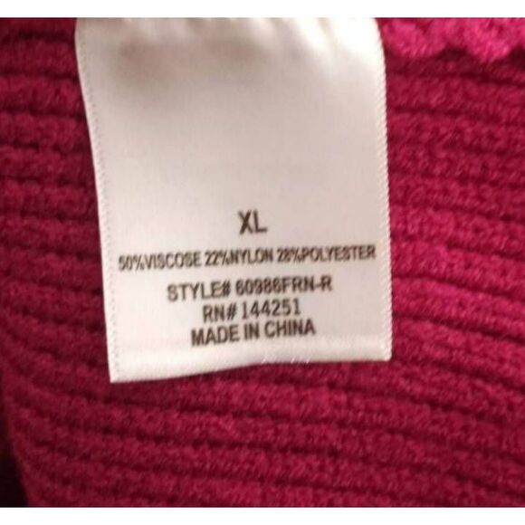 FRANCESCA'S BLUE RAIN BURGUNDY/FUCHSIA CROP BALLOON SLEEVE TURTLENECK SWEATER SZ - Picture 7 of 10